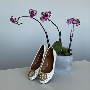 Tory Burch White Flats